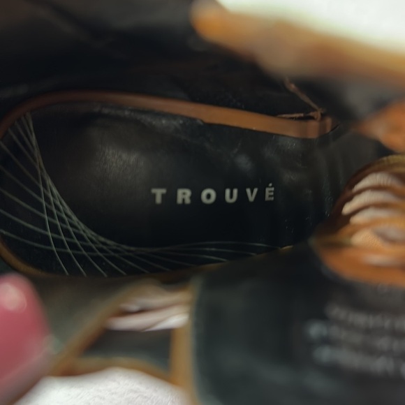 Trouve Nordstrom Camel Tan Leather Peep Toe Ankle Bootie Heels 5.5 Preowned - Picture 7 of 14